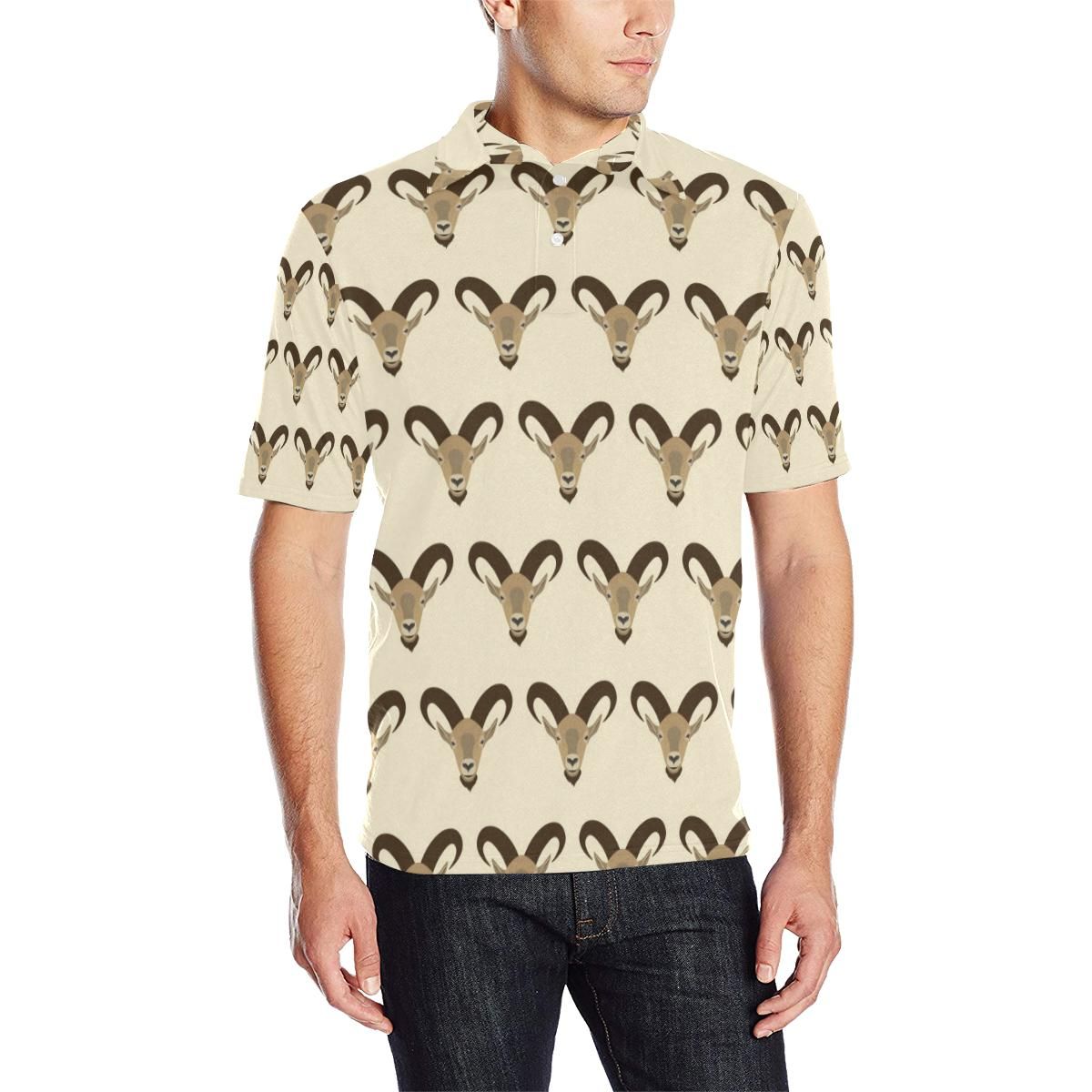 Goat Pattern Print Design 01 Men Polo Shirt Goat Pattern Print Design 01 Men Polo Shirt