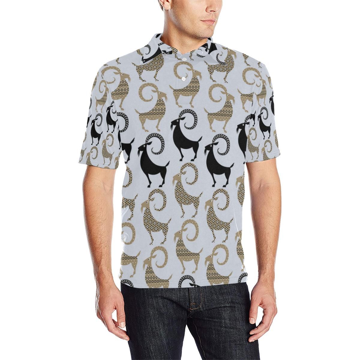 Goat Pattern Print Design 03 Men Polo Shirt Goat Pattern Print Design 03 Men Polo Shirt