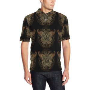 Gold Butterfly Ornamental Men Polo Shirt