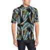 Gold Glitter Cyan Tropical Palm Leaves Men Polo Shirt