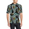 Gold Glitter Cyan Tropical Palm Leaves Men Polo Shirt