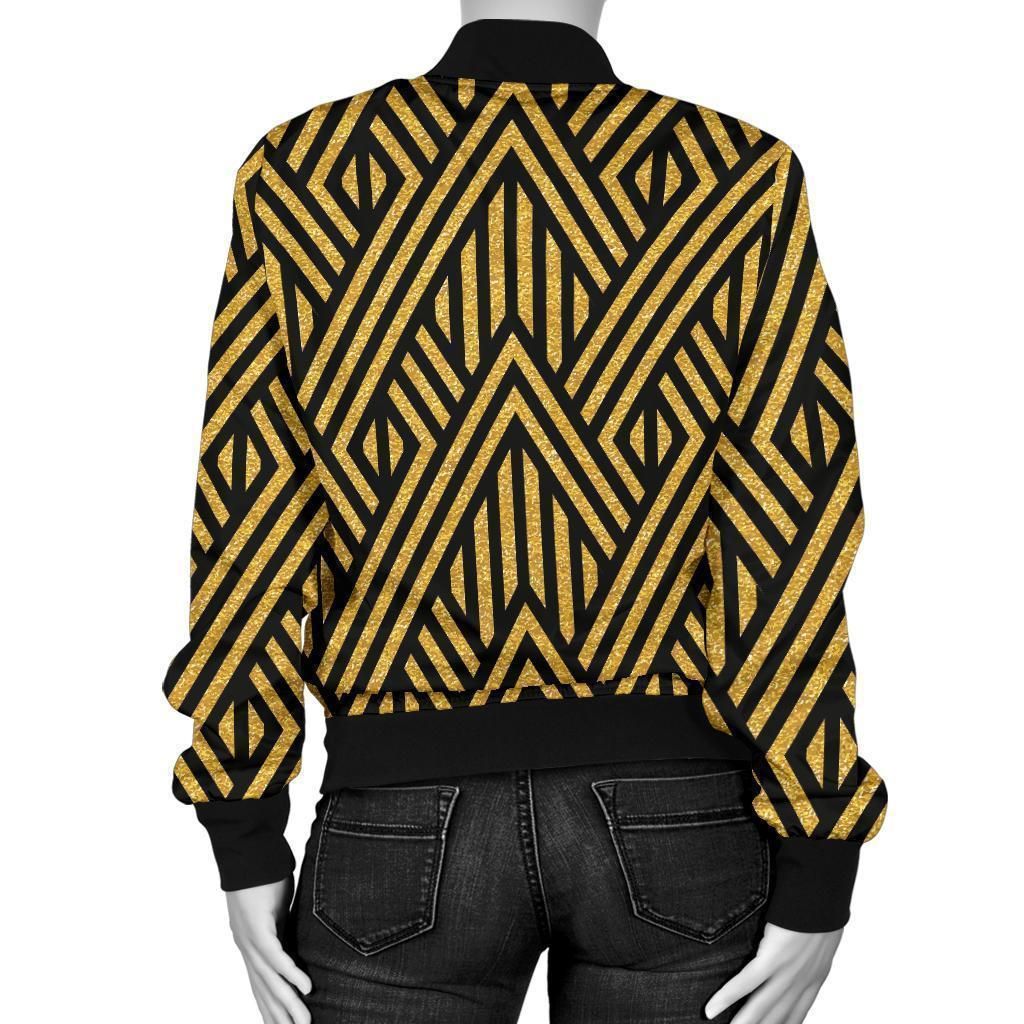 Gold-Glitter-Pattern-Print-Women-Casual-Bomber-Jacket-2