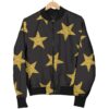 Gold Glitter Star Pattern Print Women Casual Bomber Jacket