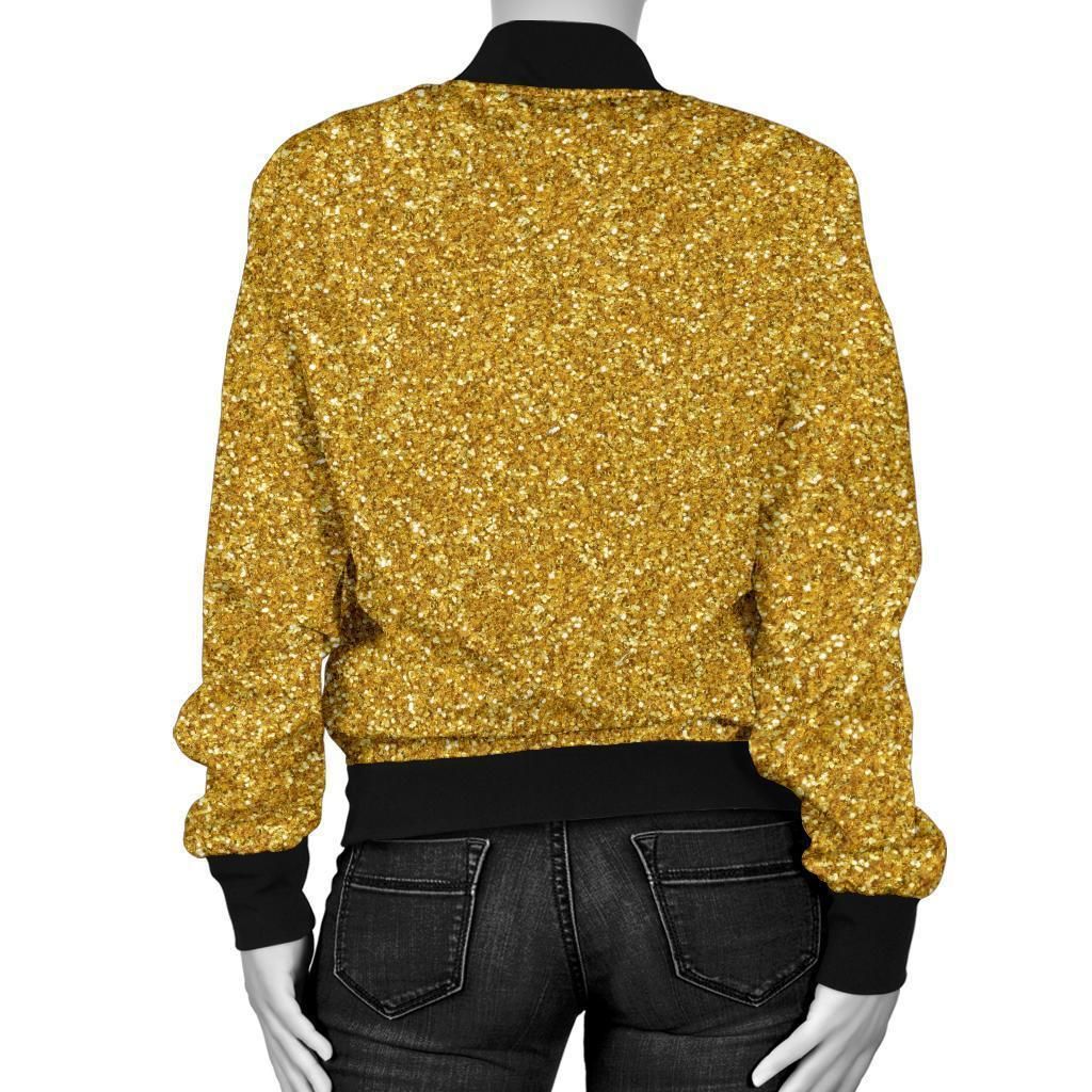 Gold-Glitter-Star-Print-Pattern-Women-Casual-Bomber-Jacket-2