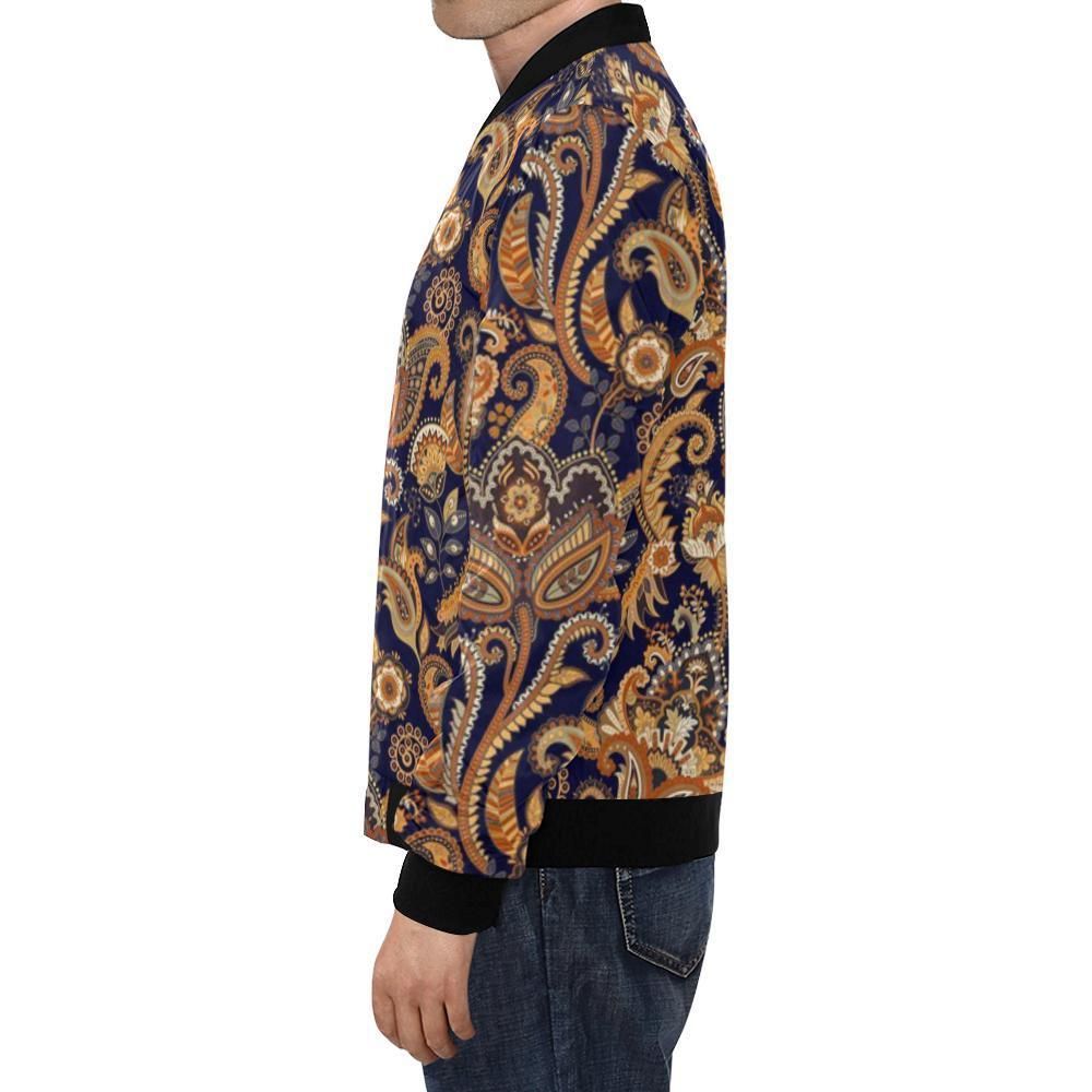 Gold-Paisley-Pattern-Print-Mens-Bomber-Jacket-1