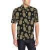 Gold Pineapple Hibiscus Men Polo Shirt