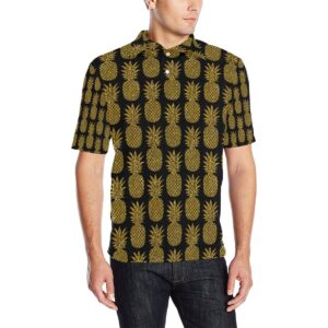 Gold Pineapple Pattern Print Design Pp011 Men Polo Shirt