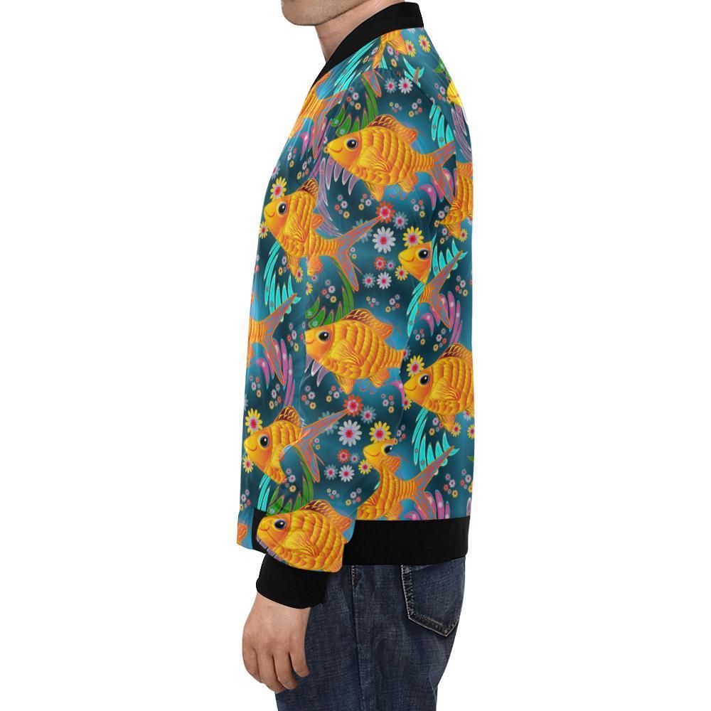 Goldfish-Flower-Pattern-Print-Mens-Bomber-Jacket-1