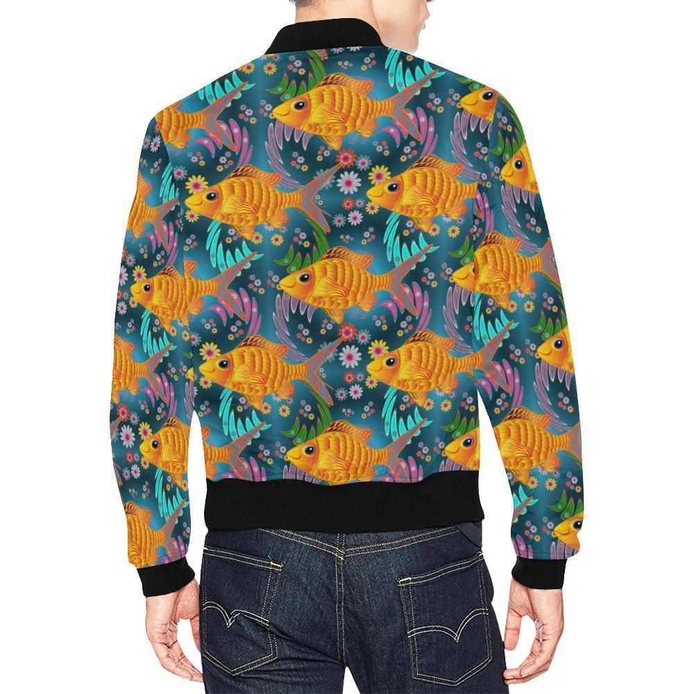 Goldfish-Flower-Pattern-Print-Mens-Bomber-Jacket-2
