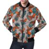 Goldfish Leaf Pattern Print Mens Bomber Jacket