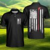 Golf American Flag Black Polo Shirt