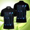 Golf American Flag Hologram Polo Shirt #Kv