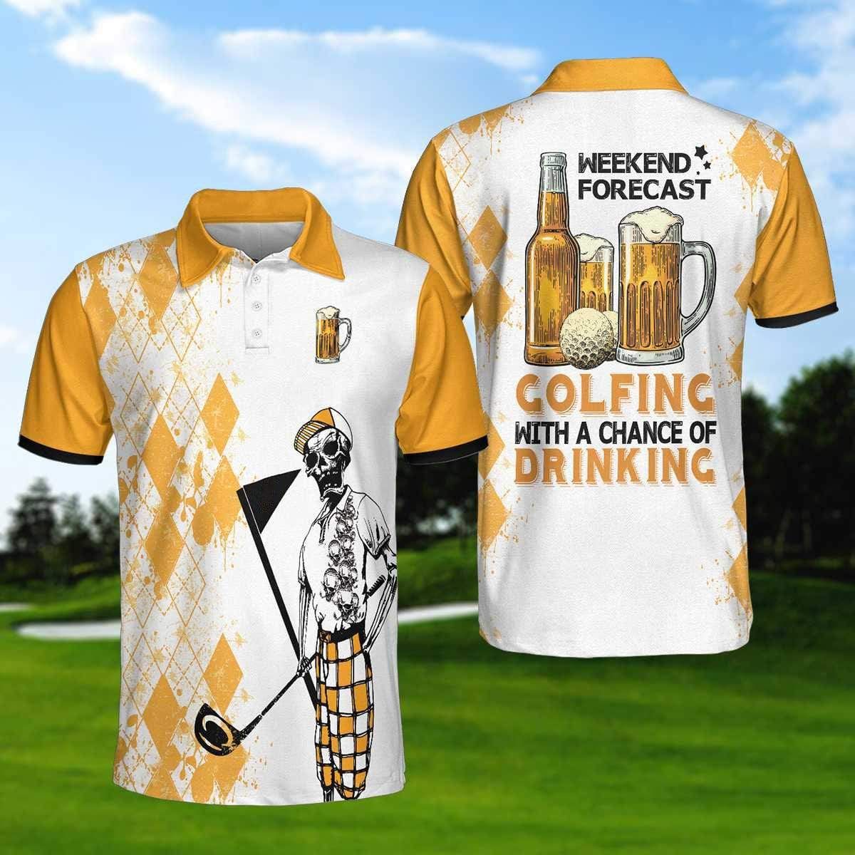 Golf And Beer Weekend Forecast Polo Shirt Golf And Beer Weekend Forecast Polo Shirt