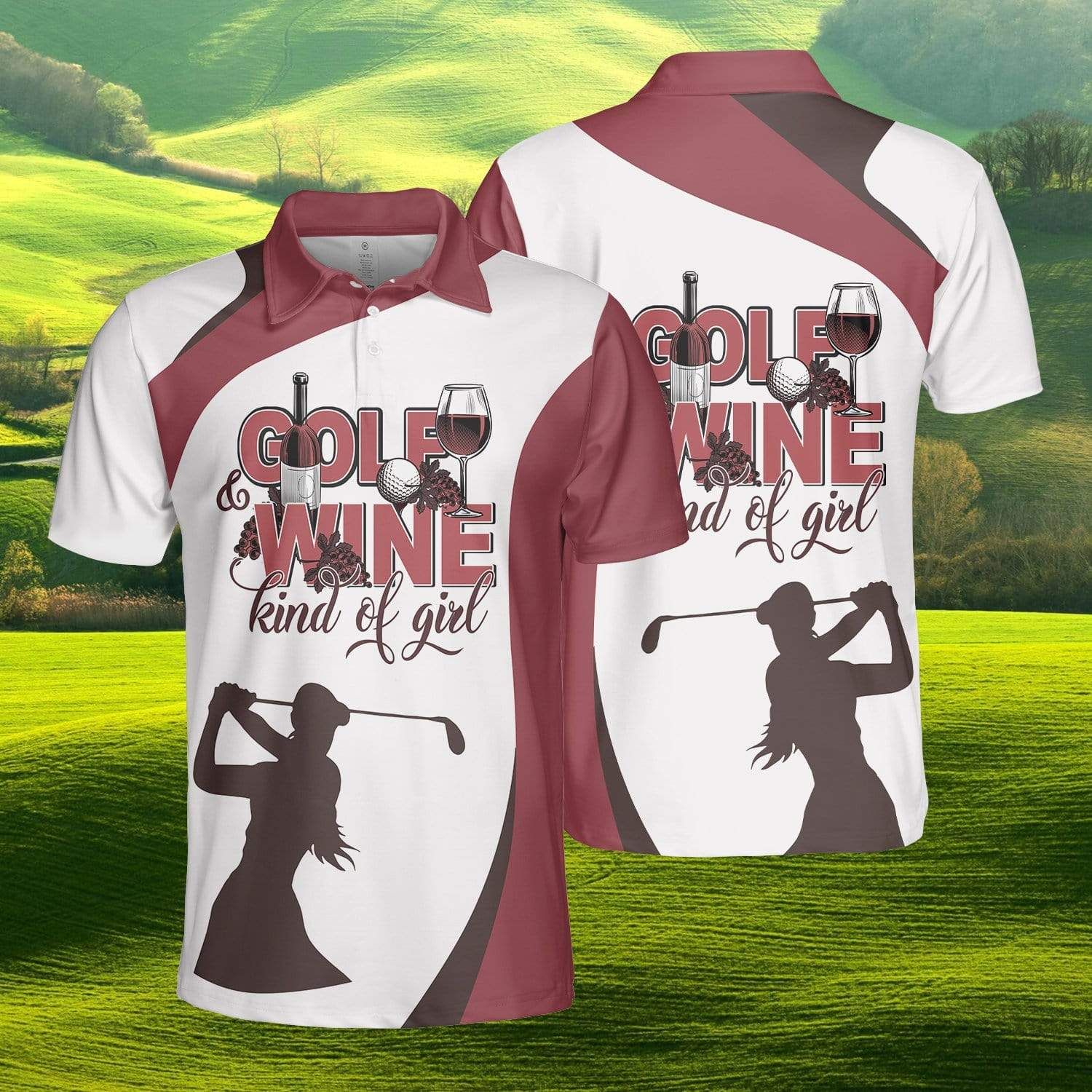Golf And Wine Kind Of Girl For Golf Girl Unisex Polo Shirt #V Golf And Wine Kind Of Girl For Golf Girl Unisex Polo Shirt #V