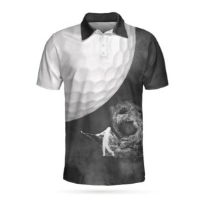 Golf Ball And Golfer With Smoke 3D All Over Printed Polo Shirt