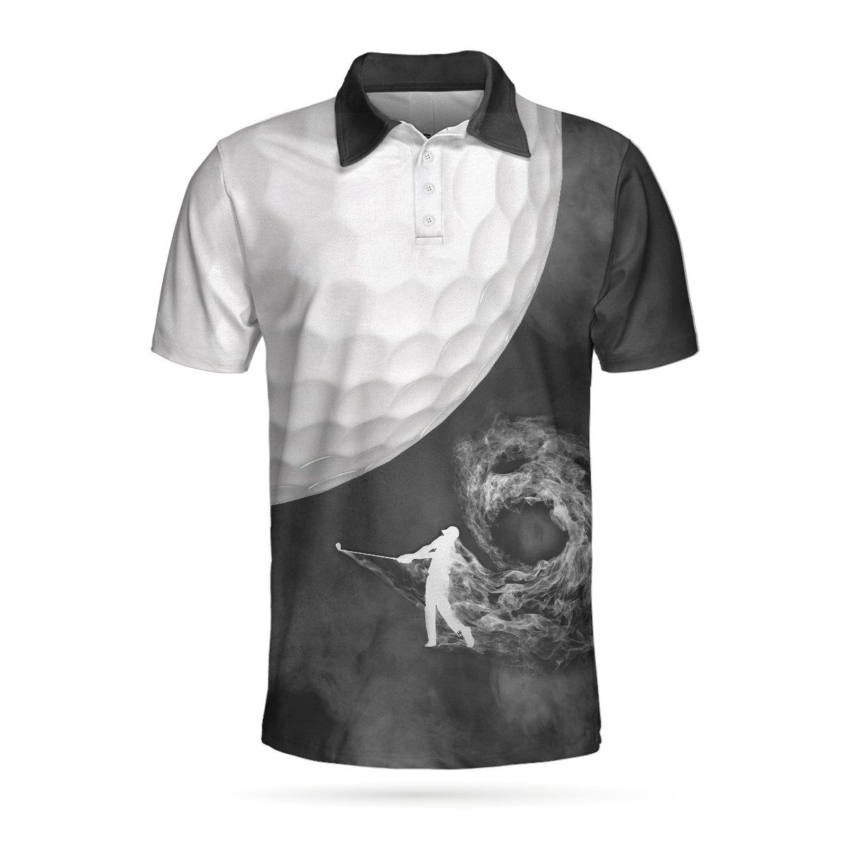 Golf Ball And Golfer With Smoke 3D All Over Printed Polo Shirt Golf Ball And Golfer With Smoke 3D All Over Printed Polo Shirt