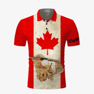 Golf Canadian Flag Vintage 3D All Over Printed Polo Shirt