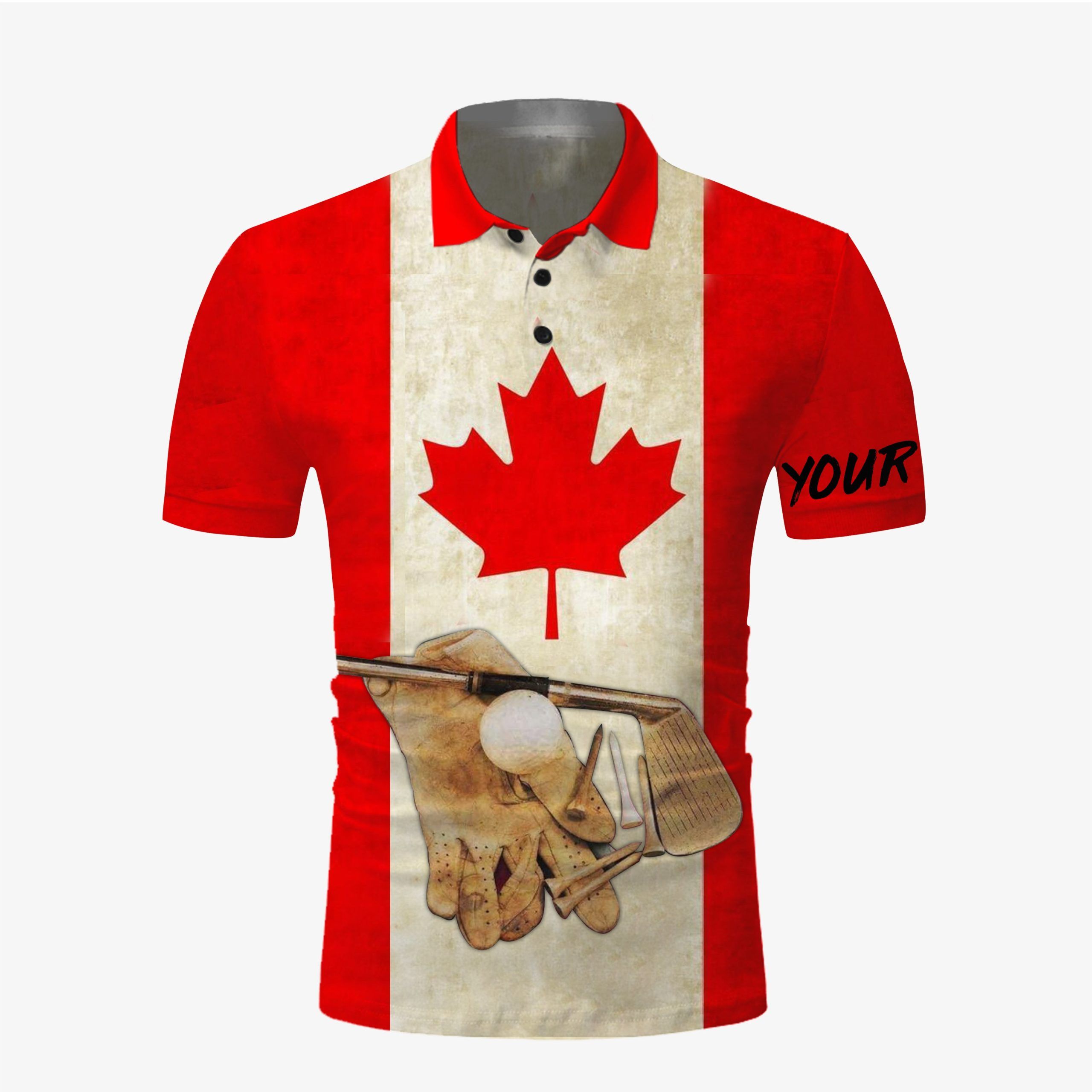 Golf Canadian Flag Vintage 3D All Over Printed Polo Shirt Golf Canadian Flag Vintage 3D All Over Printed Polo Shirt