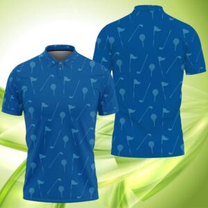 Golf Pattern Blue Polo Shirt #Kv