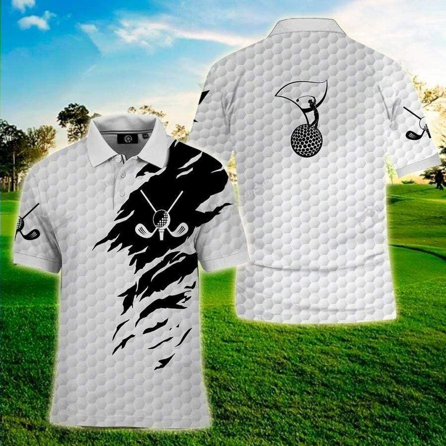 Golf Scratch Black And White Polo Shirt Golf Scratch Black And White Polo Shirt