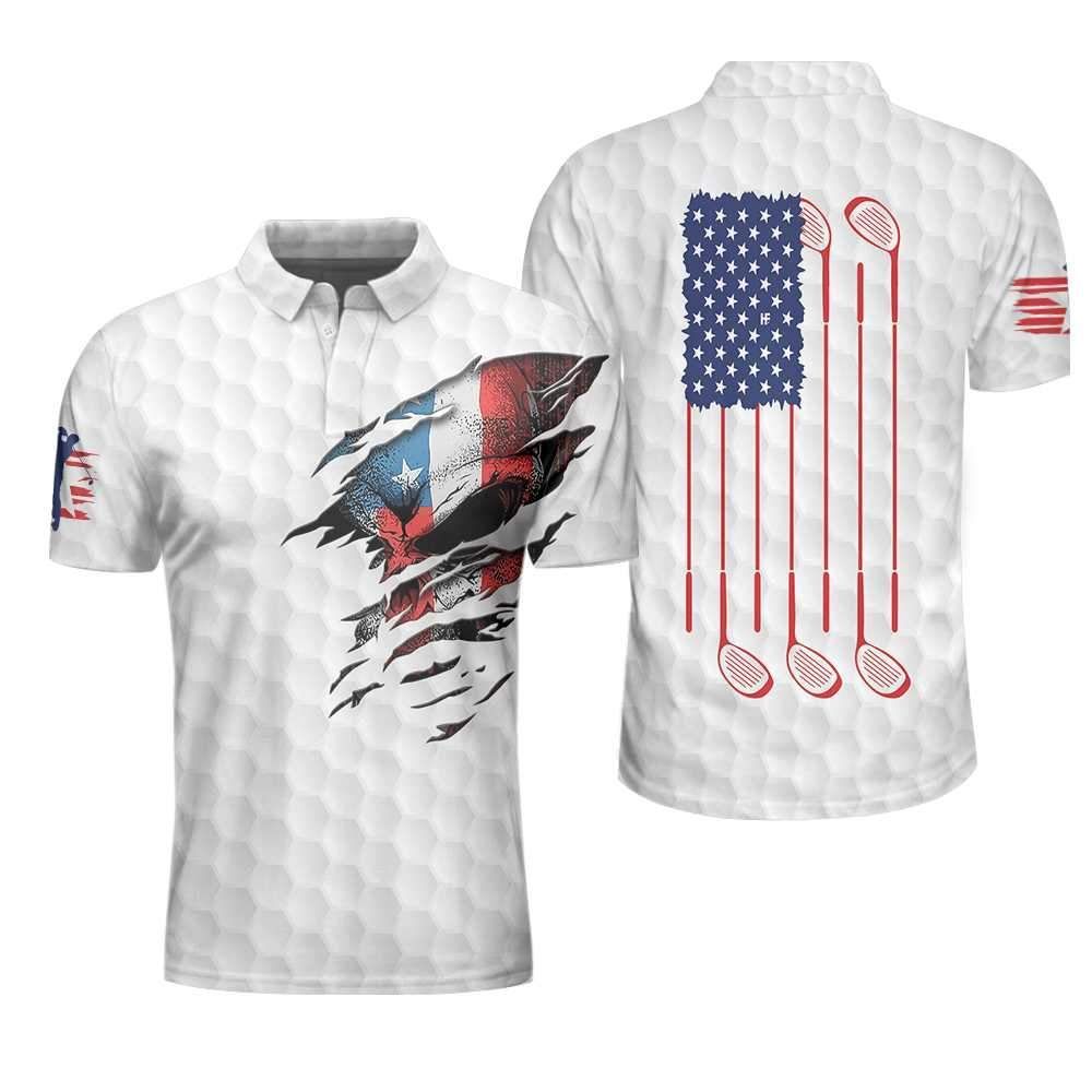 Golf Skull American Flag Polo Shirt Golf Skull American Flag Polo Shirt