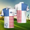 Golf With American Flag Polo Shirt #Kv