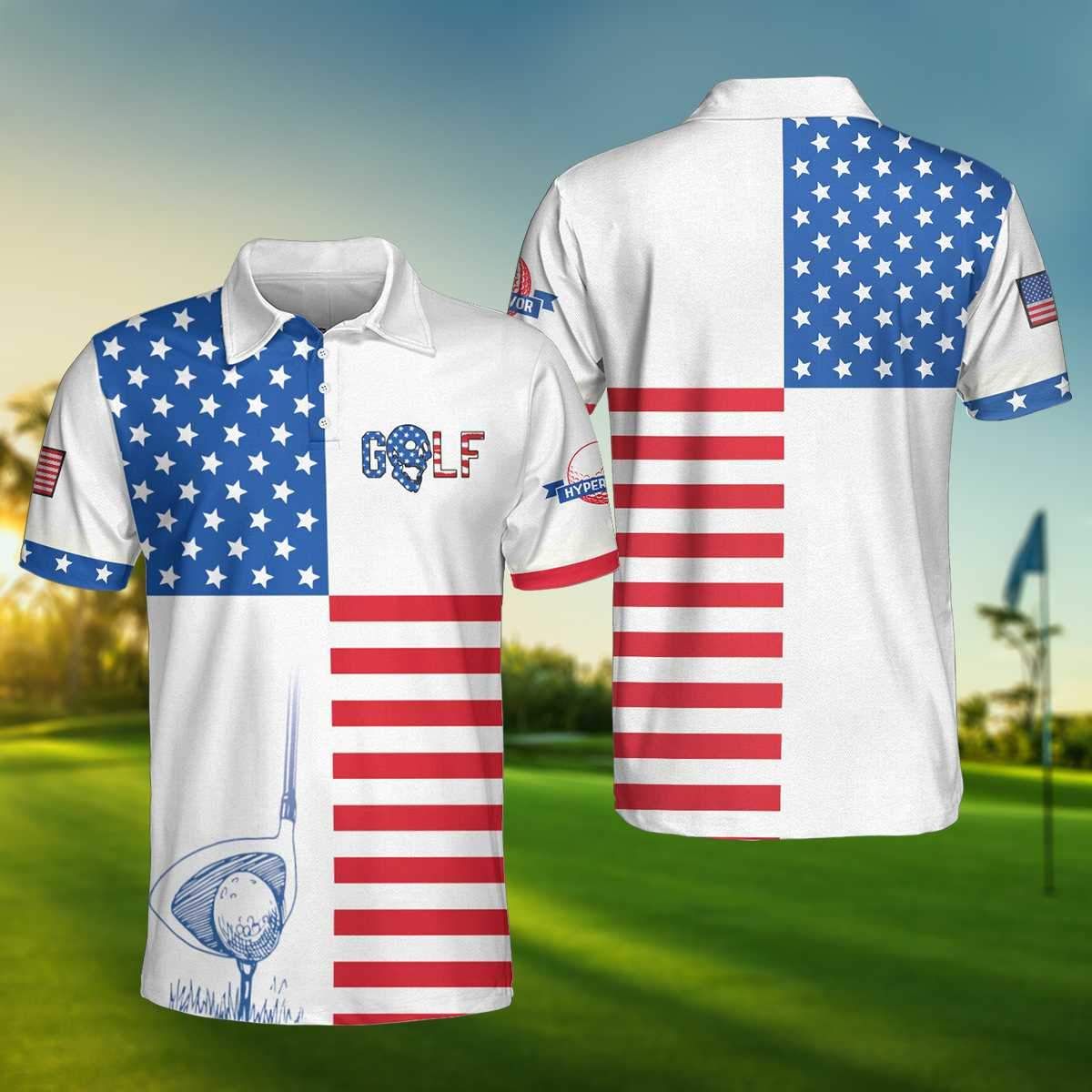 Golf With American Flag Polo Shirt #Kv Golf With American Flag Polo Shirt #Kv