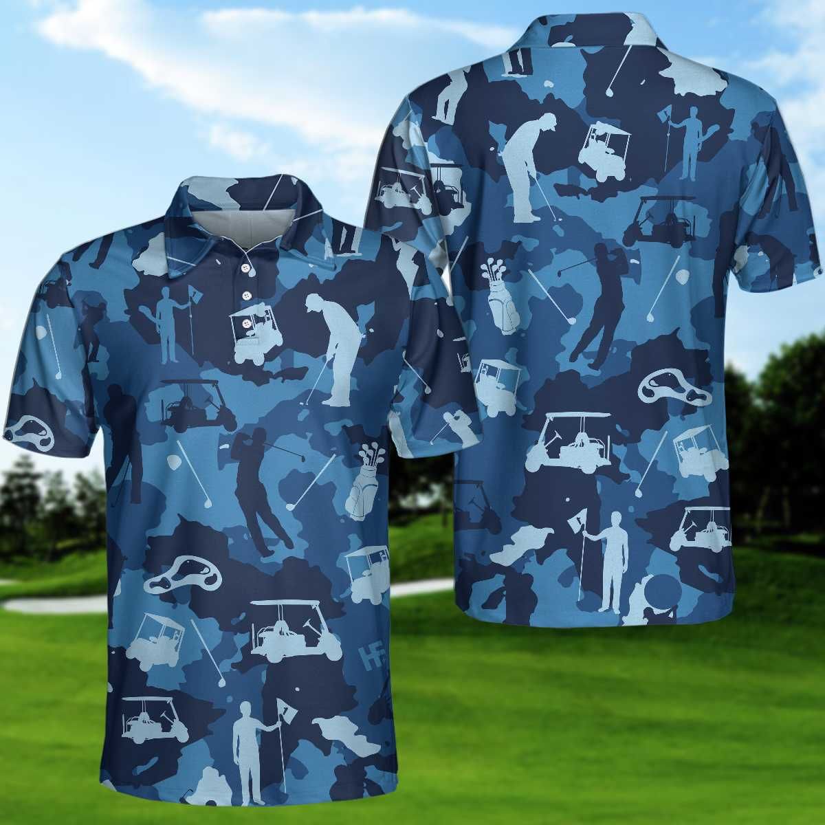 Golfer Blue Ocean Camo Pattern Polo Shirt Golfer Blue Ocean Camo Pattern Polo Shirt