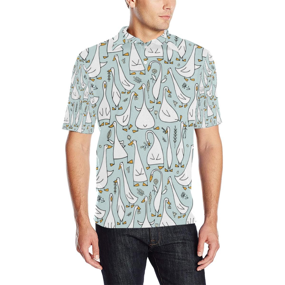 Goose Pattern Print Design 03 Men Polo Shirt Goose Pattern Print Design 03 Men Polo Shirt