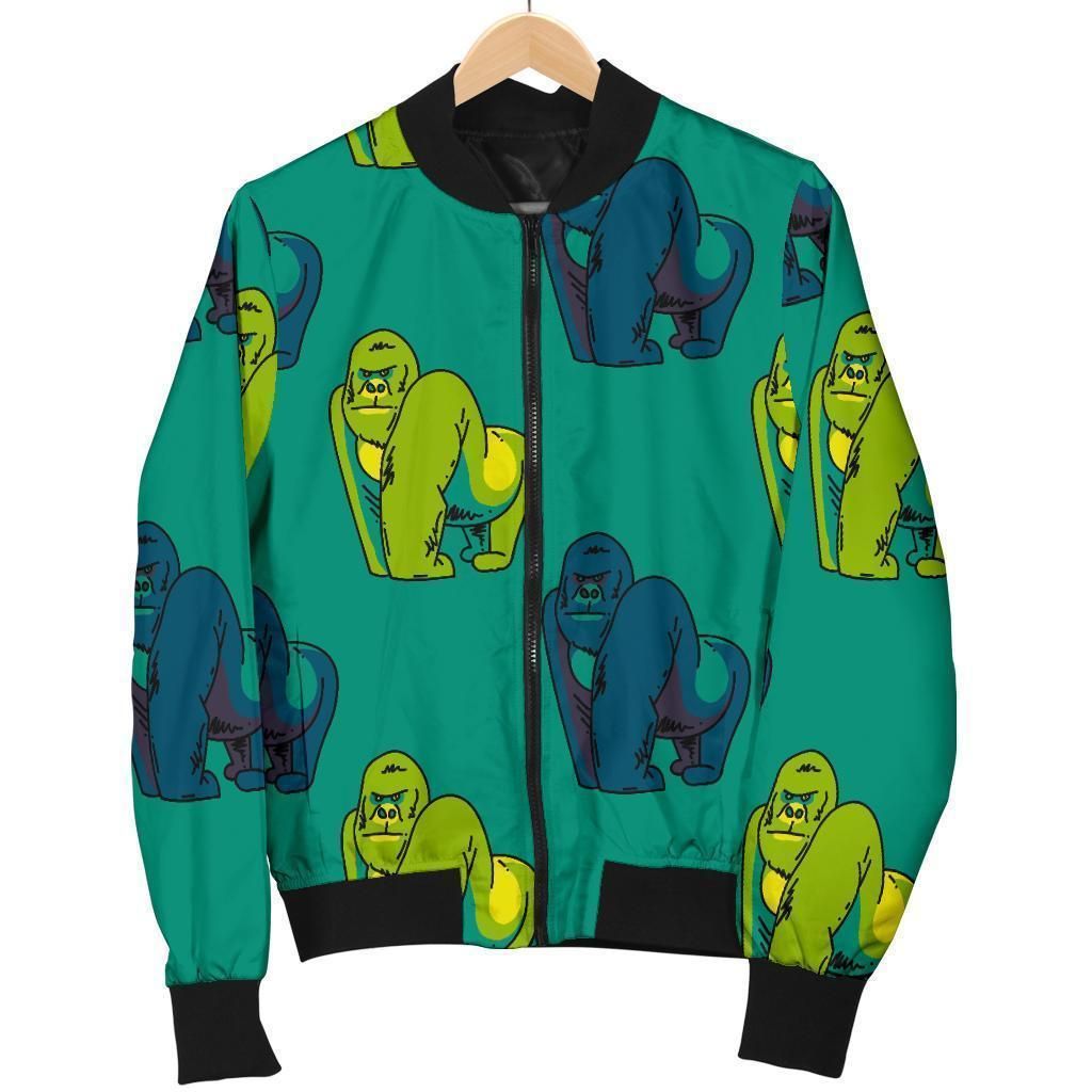 Gorilla Print Pattern Women Casual Bomber Jacket Gorilla Print Pattern Women Casual Bomber Jacket