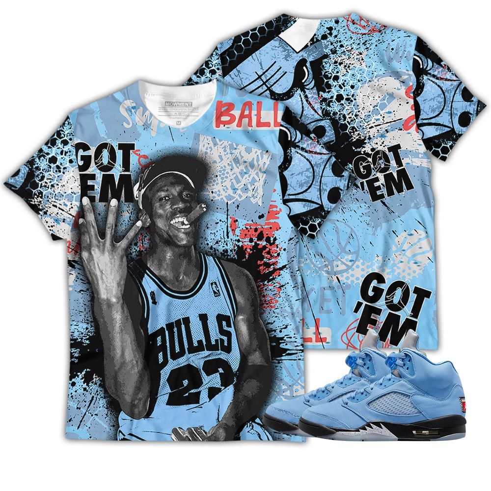 Got Em Basketball Unisex Sneaker Shirt Match Retro University Blue 5s Tee Got Em Basketball Unisex Sneaker Shirt Match Retro University Blue 5s Tee