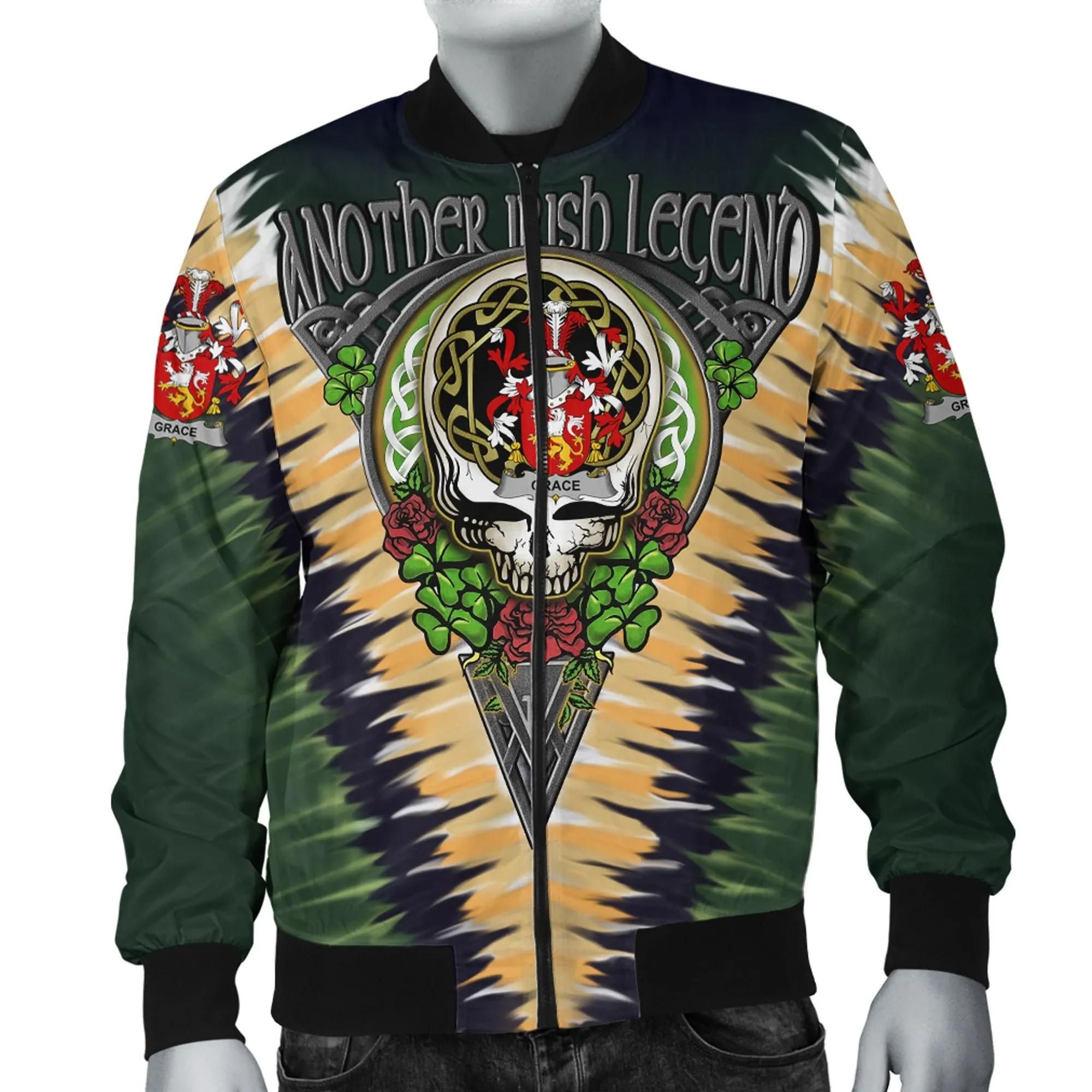 Grace Ireland Bomber Jacket - GD Irish Legend Shamrock V Tie-Dye A7 Bomber Jacket Grace Ireland Bomber Jacket - GD Irish Legend Shamrock V Tie-Dye A7 Bomber Jacket