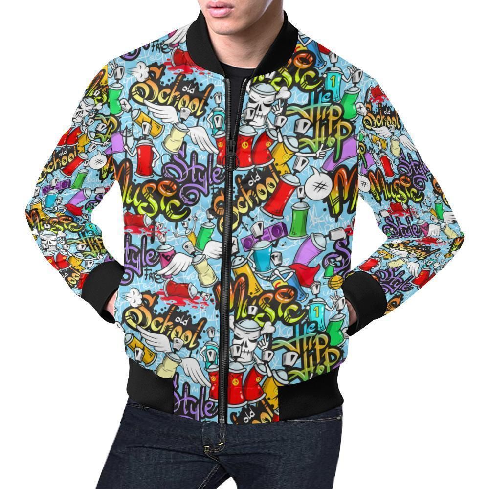 Graffiti Pattern Print Mens Bomber Jacket Graffiti Pattern Print Mens Bomber Jacket