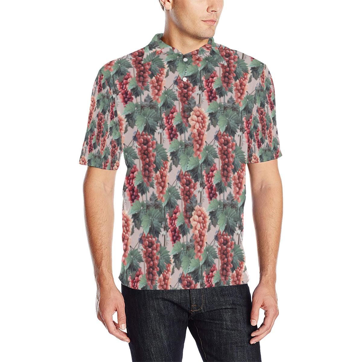 Grape Pattern Print Design Gp01 Men Polo Shirt Grape Pattern Print Design Gp01 Men Polo Shirt
