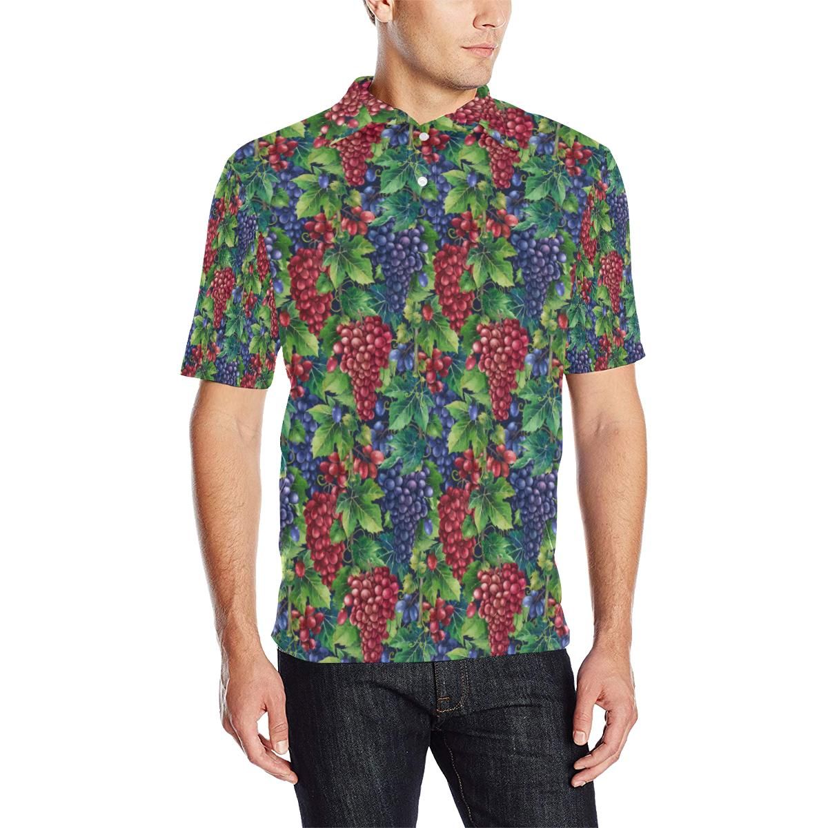Grape Pattern Print Design Gp02 Men Polo Shirt Grape Pattern Print Design Gp02 Men Polo Shirt