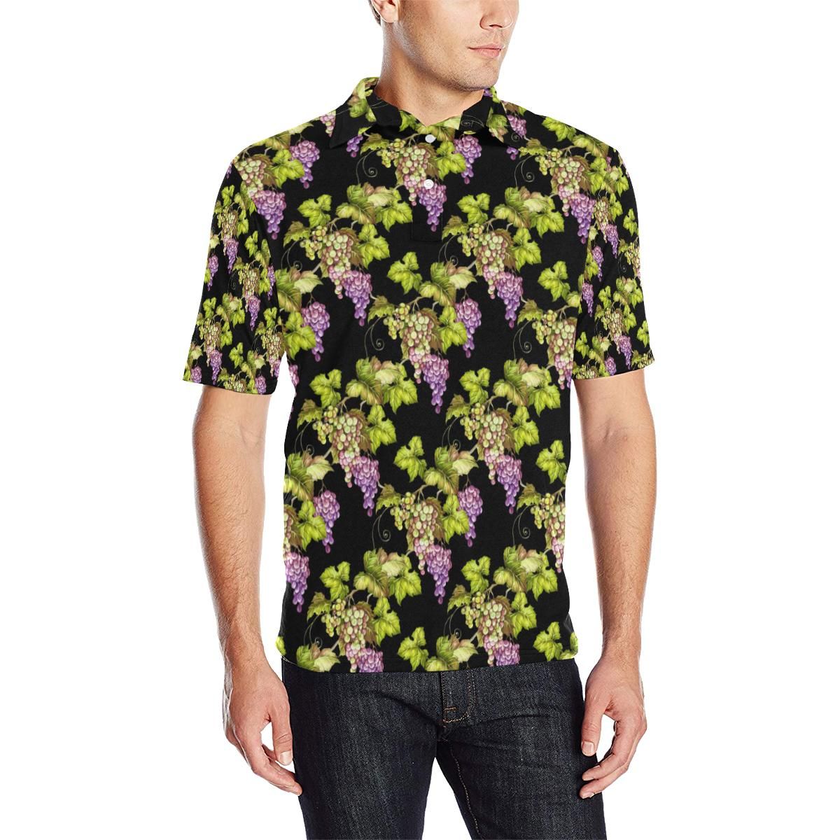Grape Pattern Print Design Gp04 Men Polo Shirt Grape Pattern Print Design Gp04 Men Polo Shirt
