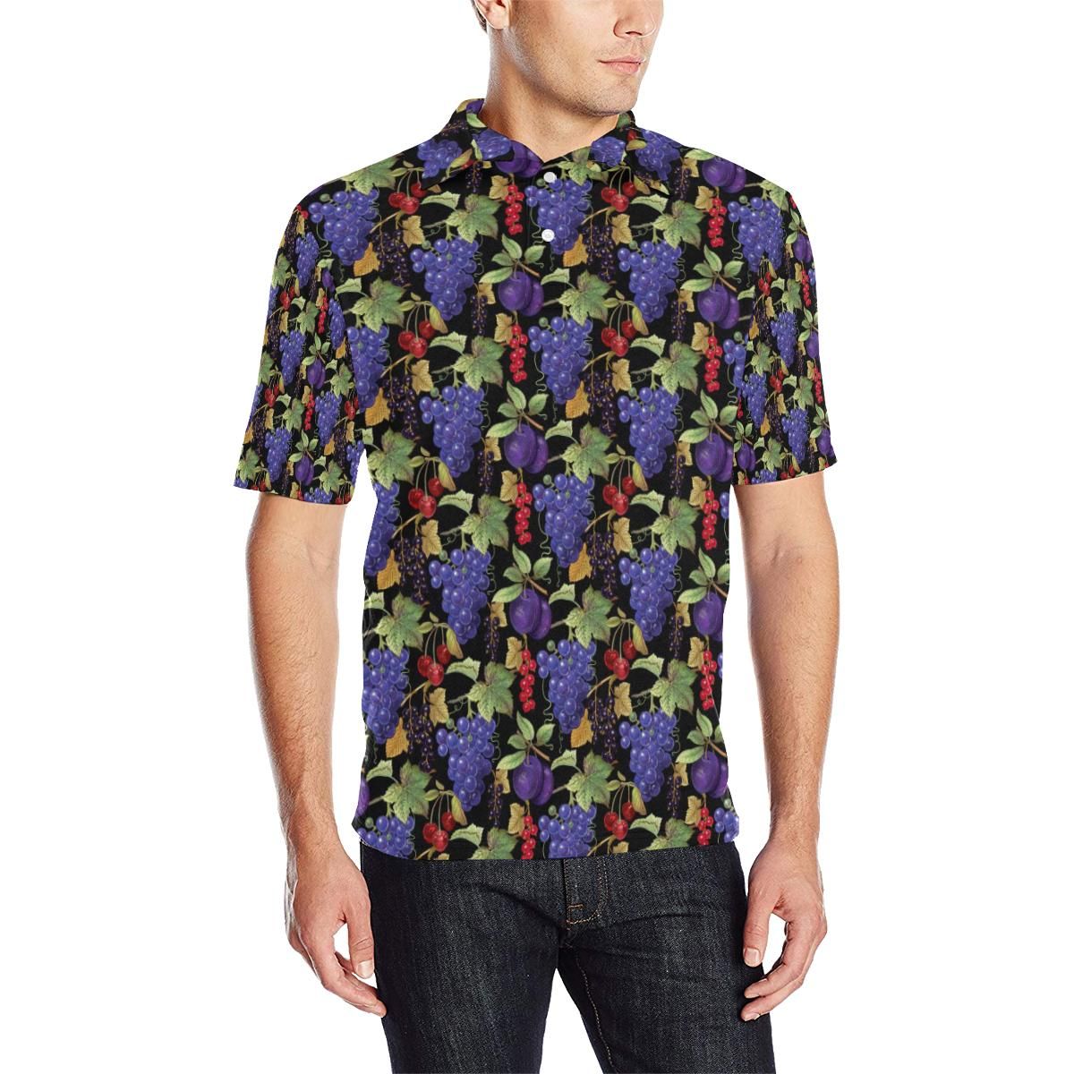 Grape Pattern Print Design Gp05 Men Polo Shirt Grape Pattern Print Design Gp05 Men Polo Shirt