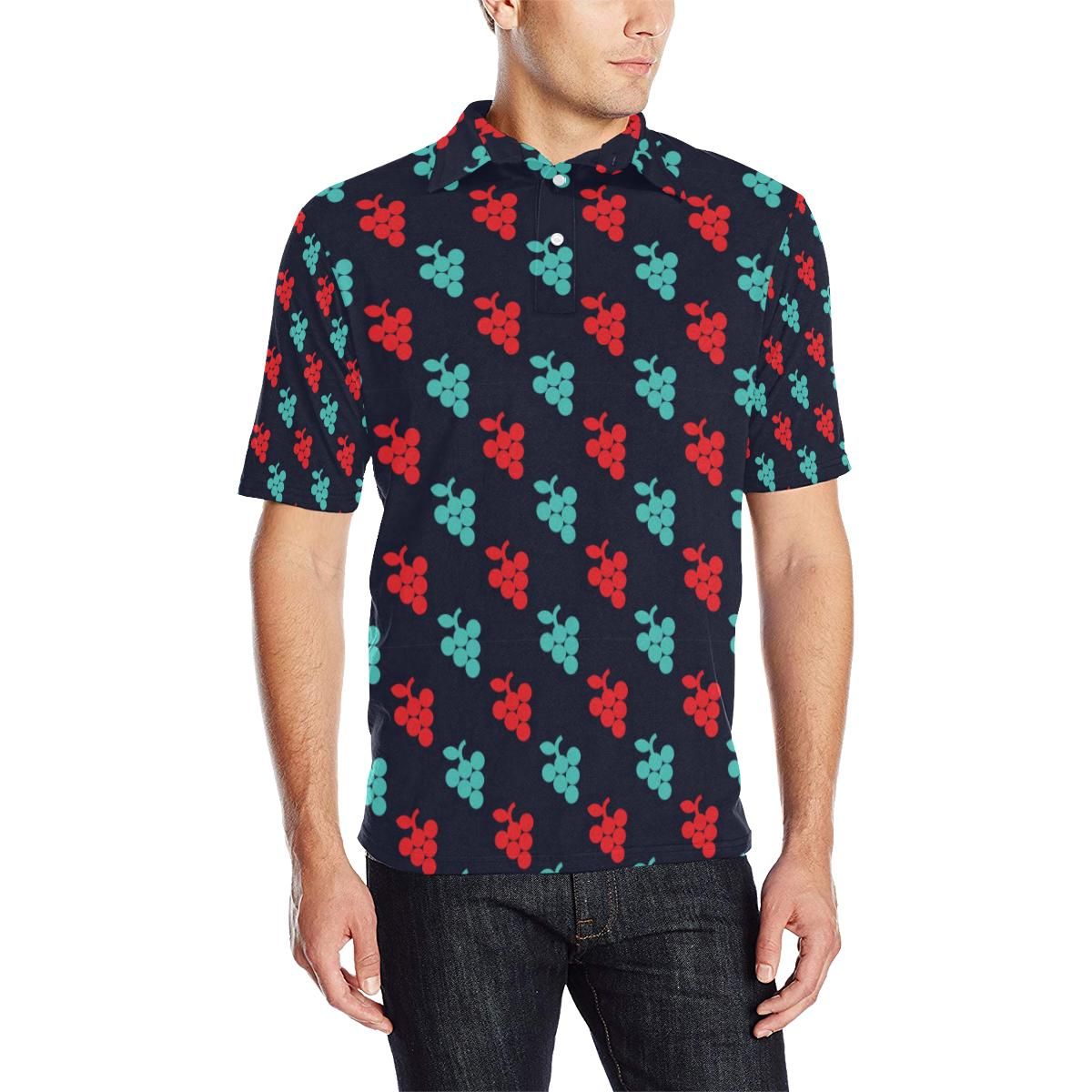 Grape Pattern Print Design Gp07 Men Polo Shirt Grape Pattern Print Design Gp07 Men Polo Shirt