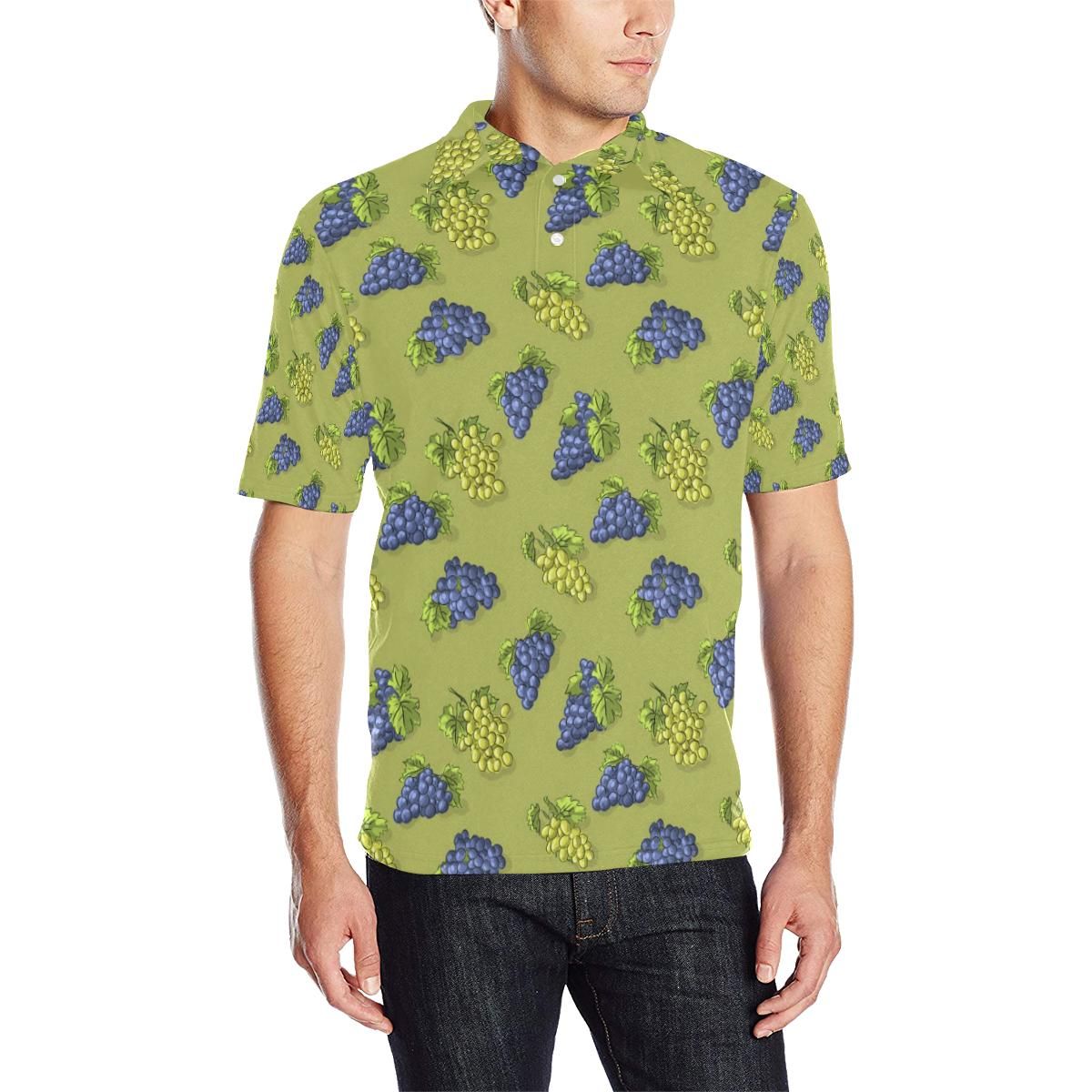 Grape Pattern Print Design Gp08 Men Polo Shirt Grape Pattern Print Design Gp08 Men Polo Shirt