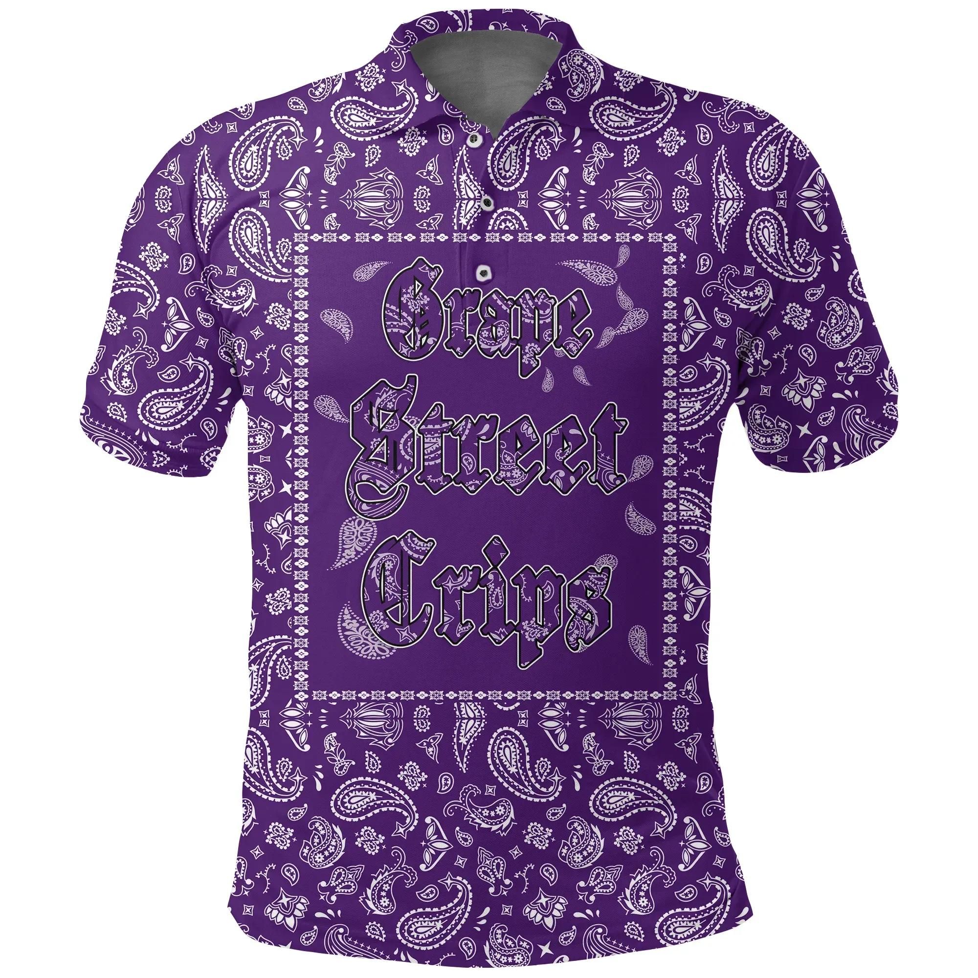 Grape Street Crips Polo Shirt - Purple Bandana A31 Grape Street Crips Polo Shirt - Purple Bandana A31
