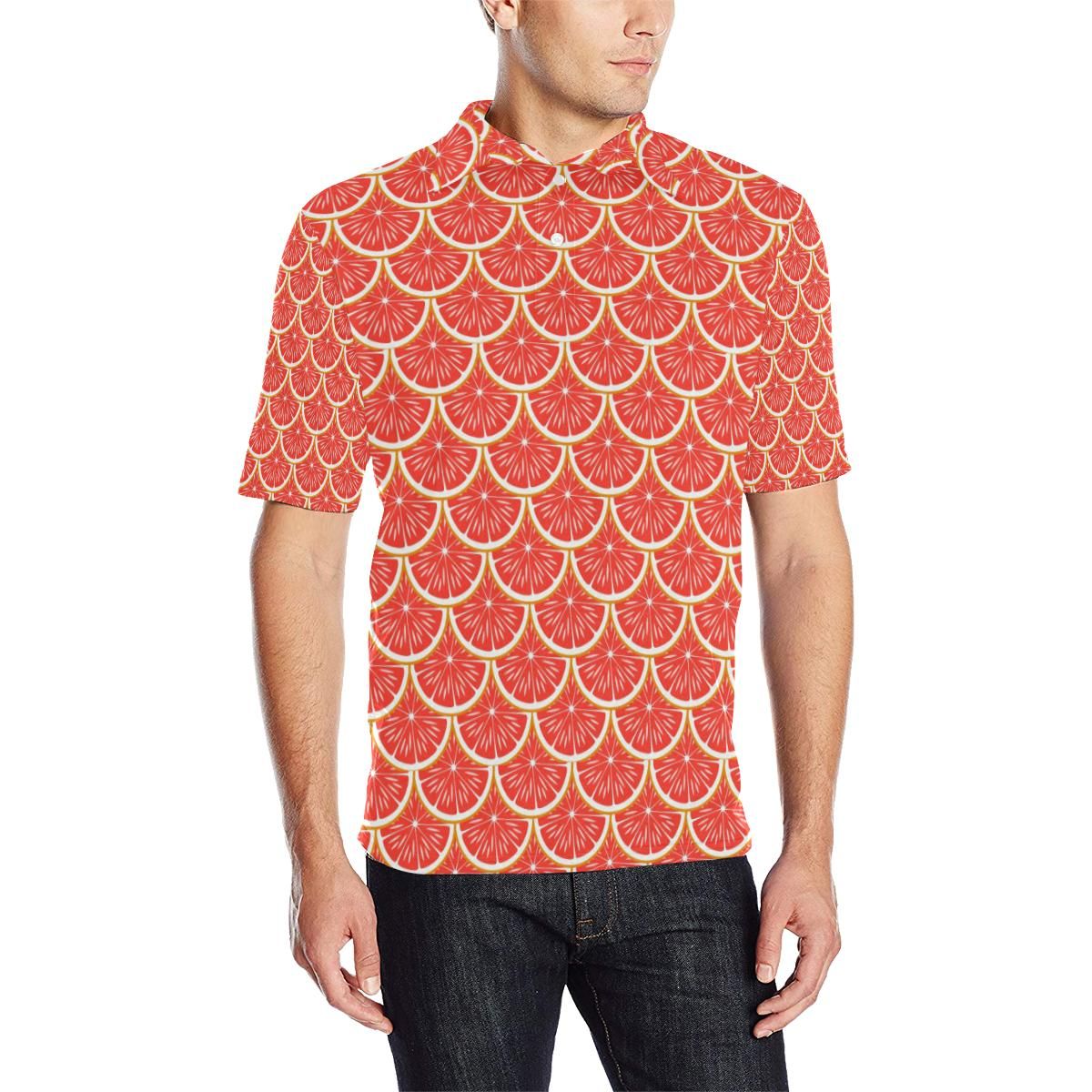 Grapefruit Pattern Print Design Gf07 Men Polo Shirt Grapefruit Pattern Print Design Gf07 Men Polo Shirt