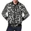 Gray Cheetah Leopard Pattern Print Mens Bomber Jacket