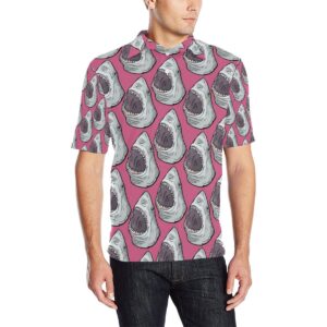 Great White Shark Pattern Print Design 01 Men Polo Shirt