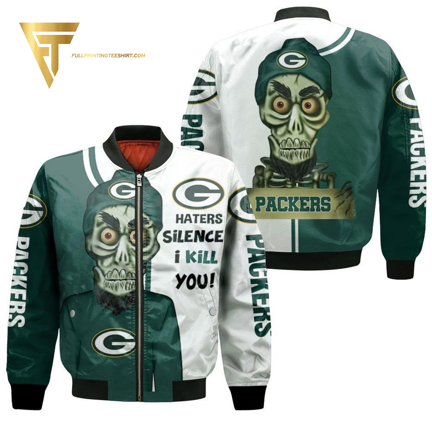 Green Bay Packers Haters Silence I Kill You Achmed Bomber Jacket Green Bay Packers Haters Silence I Kill You Achmed Bomber Jacket