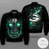 Green Bay Packers Lava Skull Full Print Bomber Jacket