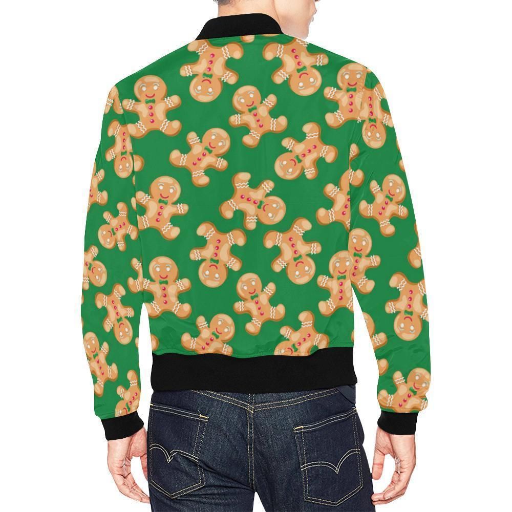 Green-Gingerbread-Man-Chirstmas-Pattern-Print-Mens-Bomber-Jacket-2