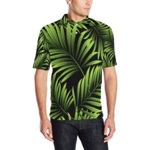 Green Neon Tropical Palm Leaves Men Polo Shirt