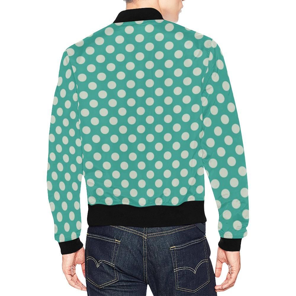 Green-White-Polka-dot-Pattern-Print-Mens-Bomber-Jacket-2