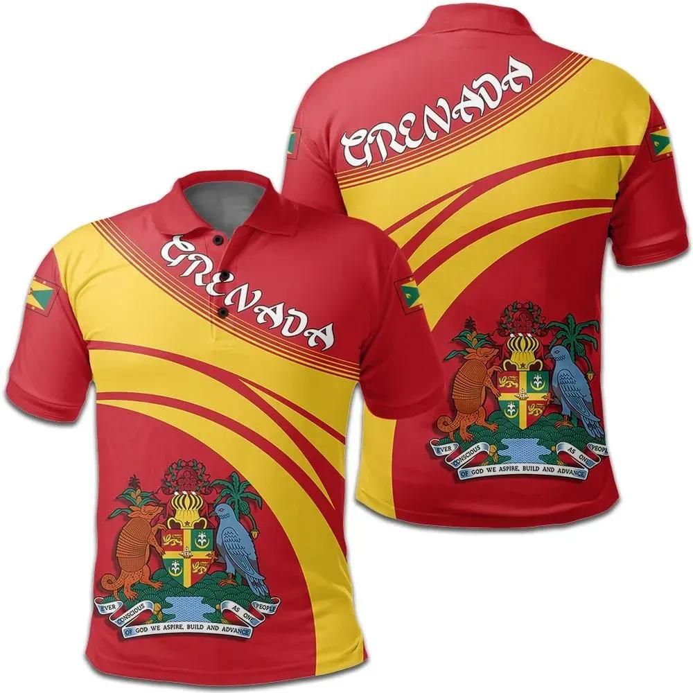 Grenada Coat Of Arms Polo Shirt Cricket Style J5W Grenada Coat Of Arms Polo Shirt Cricket Style J5W