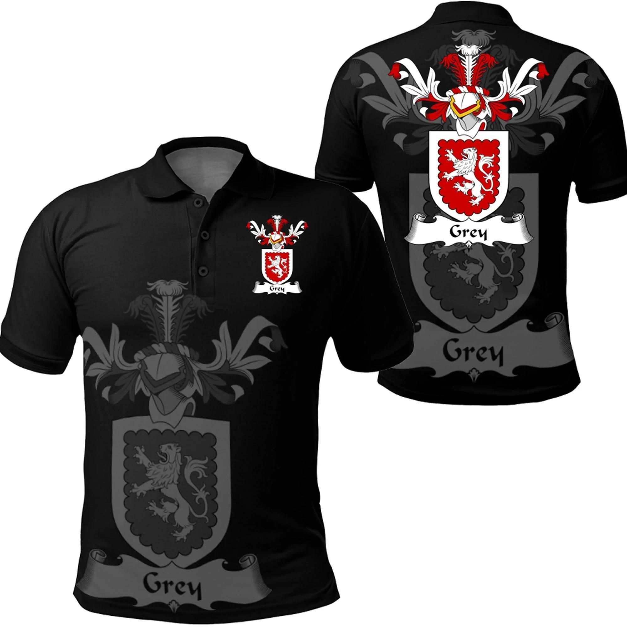 Grey Family Crest Polo Shirt - Golf Shirt A7 Grey Family Crest Polo Shirt - Golf Shirt A7